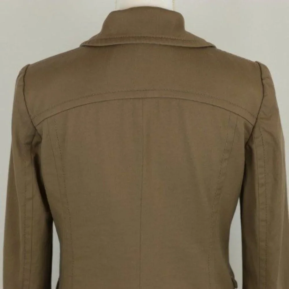 Elie Tahari Women's Small Brown Wool Blend Lined Button Up Trench Coat - Picture 4 of 8